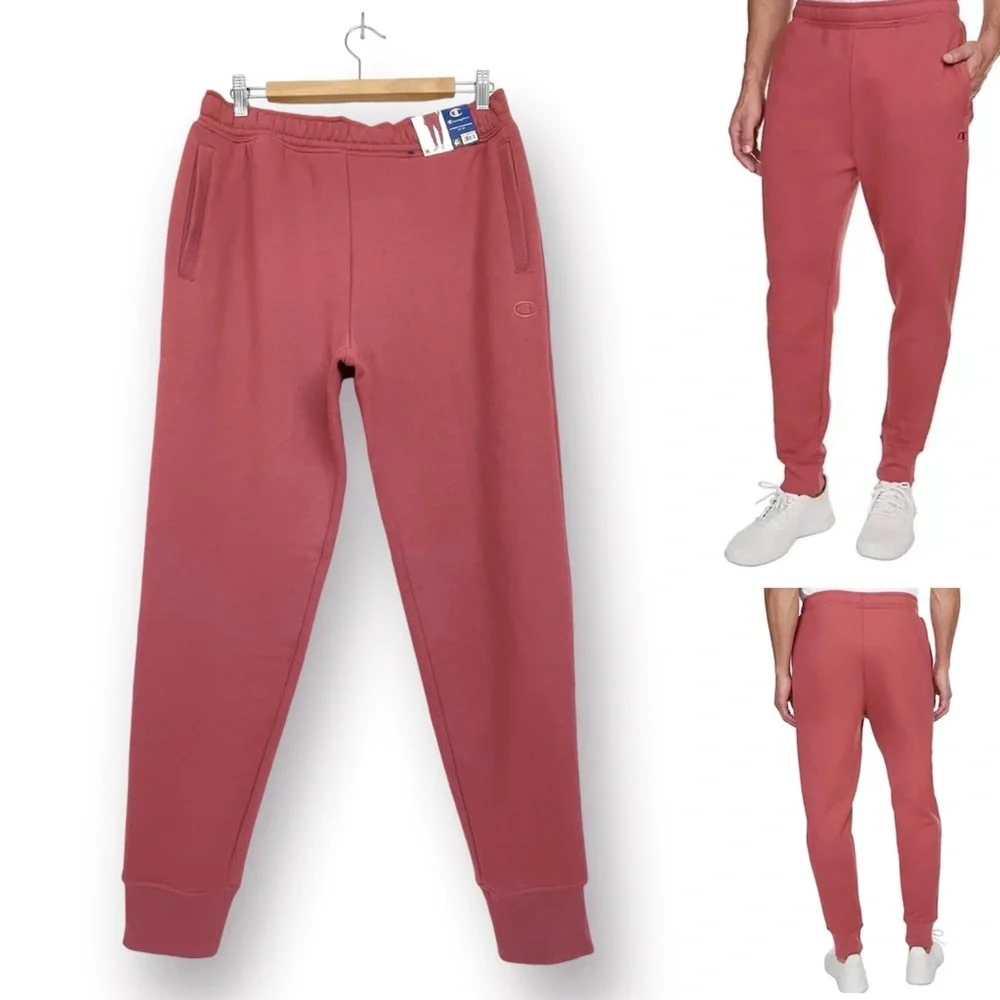 Champion Jogger Fleece Pants Inner Drawcord Pockets Embroidered Logo Stretch - Picture 1 of 15